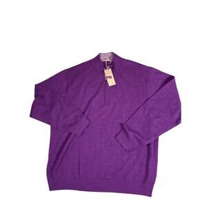 Stile di Vita Merino Wool Quarter Zip Sweater Mens XL Purple NWT Luxury Knit